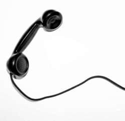 black corded telephone